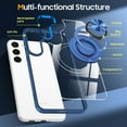 thumbnail image 2 of Allytech Crystal Clear Case for Samsung Galaxy S23 with 360° Rotatable Ring Holder Kickstand, [Compatible with MagSafe] Soft Bumper + Hard PC Hybrid Protective [Non-Yellowing] Case, Darkblue, 2 of 7