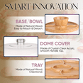 thumbnail image 2 of Bamboo Cake Stand with Dome Cover - Multi Function 6 in 1 Cup Cake Holder Serving Platter, 12.8 Inch Round Veggie Stand and Salad Bowl, Decorative Rustic Display Stand Cake Platter, 2 of 4