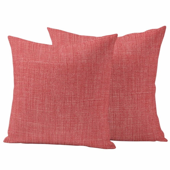 2 Pack Outdoor Waterproof Throw Pillow Covers,Coral Red Solid Color Decorative Square Pillow Case Patio Pillowcases for Chair Couch Sofa 16x16in