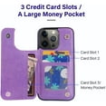 thumbnail image 3 of Compatible for iPhone iPhone 5/5s/se Wallet Case with Card Holder, Mandala Embossed Faux Leather Kickstand Card Slots Case, Handmade Shockproof Protective Slim Soft Flip Phone Case, Purple, 3 of 9