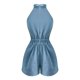 thumbnail image 2 of Gibobby pantalones de yoga Mono de color sólido para mujer, cuello colgante de verano, sin mangas, sin espalda, con cordones(Azul， S), 2 of 5
