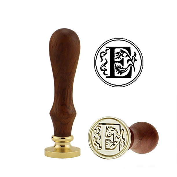 Juego de sellos de cera de sellado de letras Juego de sellos de sello retro con mango de madera y cabeza de cobre seitruly EL4447-05B