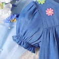 thumbnail image 7 of WOYY Girls 3D Flower A Line Dress Casual Ruffle Puff Sleeve Midi Play Dress,Blue,Sizes 2-8, 7 of 7