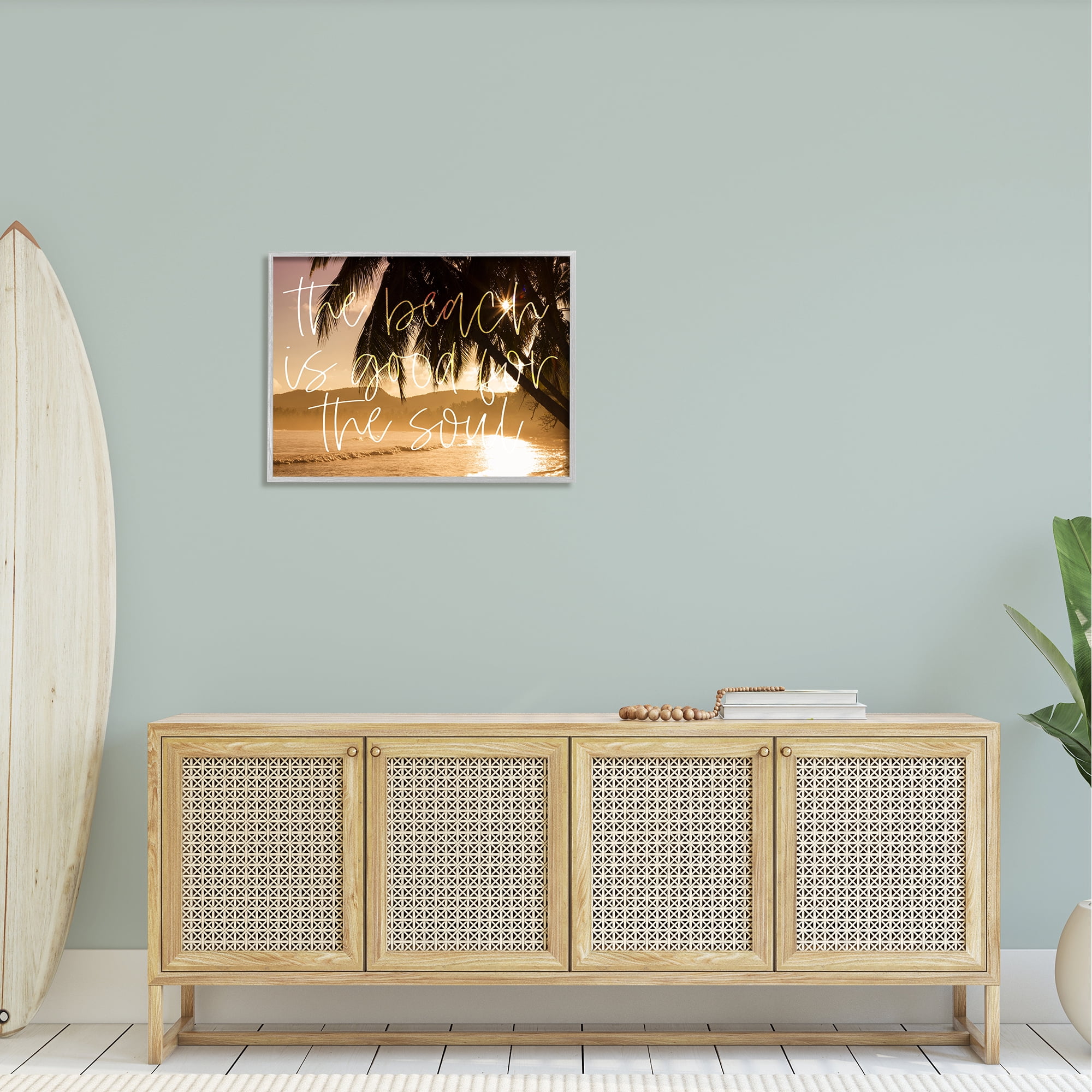 Stupell Beach Good For The Soul Tropical Sands Landscape Painting Gray Framed Art Print Wall Art