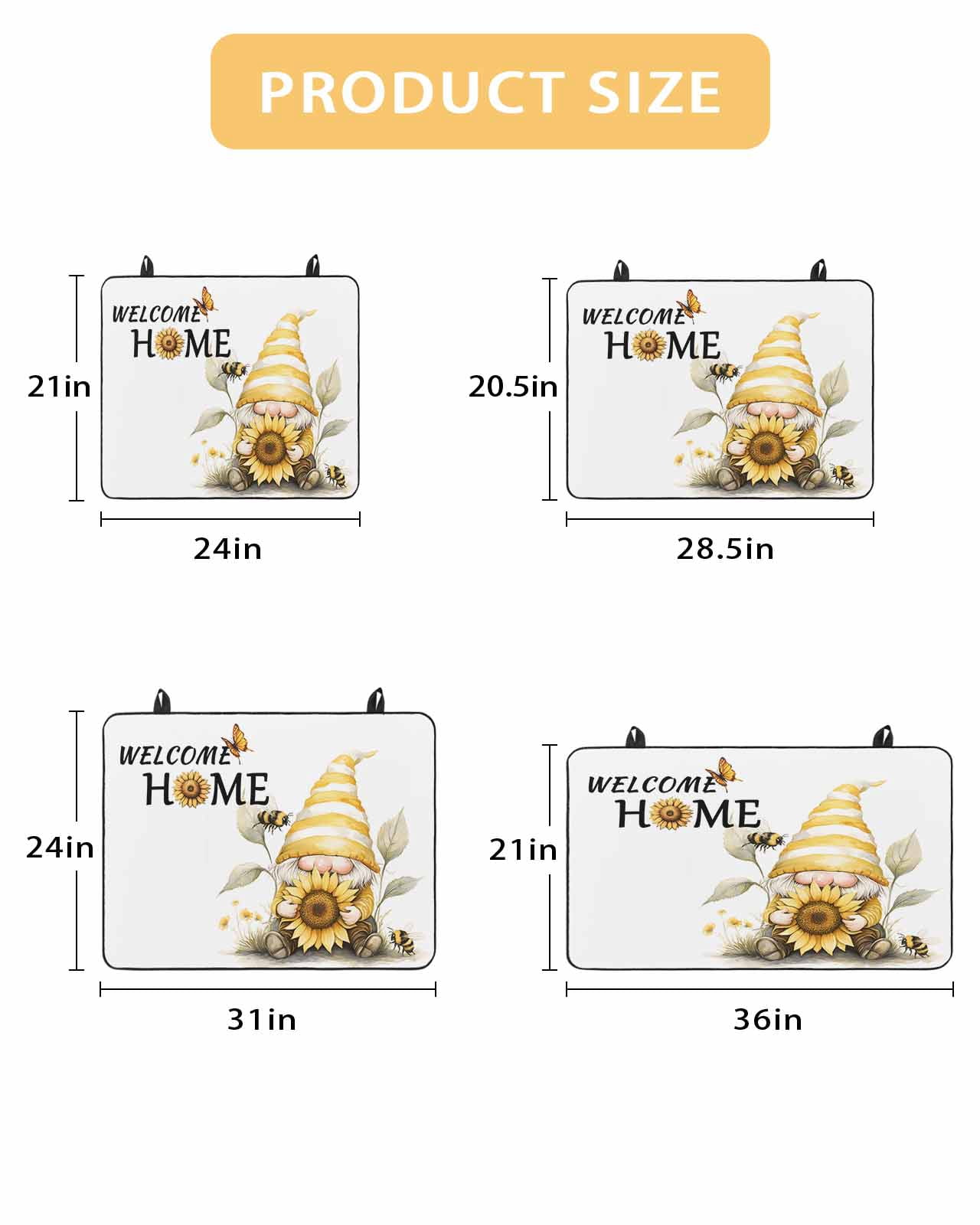 nqOlkjepod Large Induction Cooktop Protector Mat 28.5"x20.5", Yellow Sunflower Stove Top Covers for Electric Stove, Gnomes Vintage Bee Butterfly Art Stove Burner Cover Mats, Glass Top Stove Cover