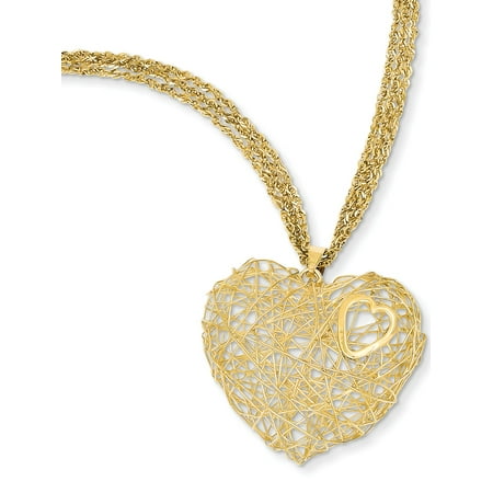- 14K Adjustable Triple Strand Heart Necklace SF1705