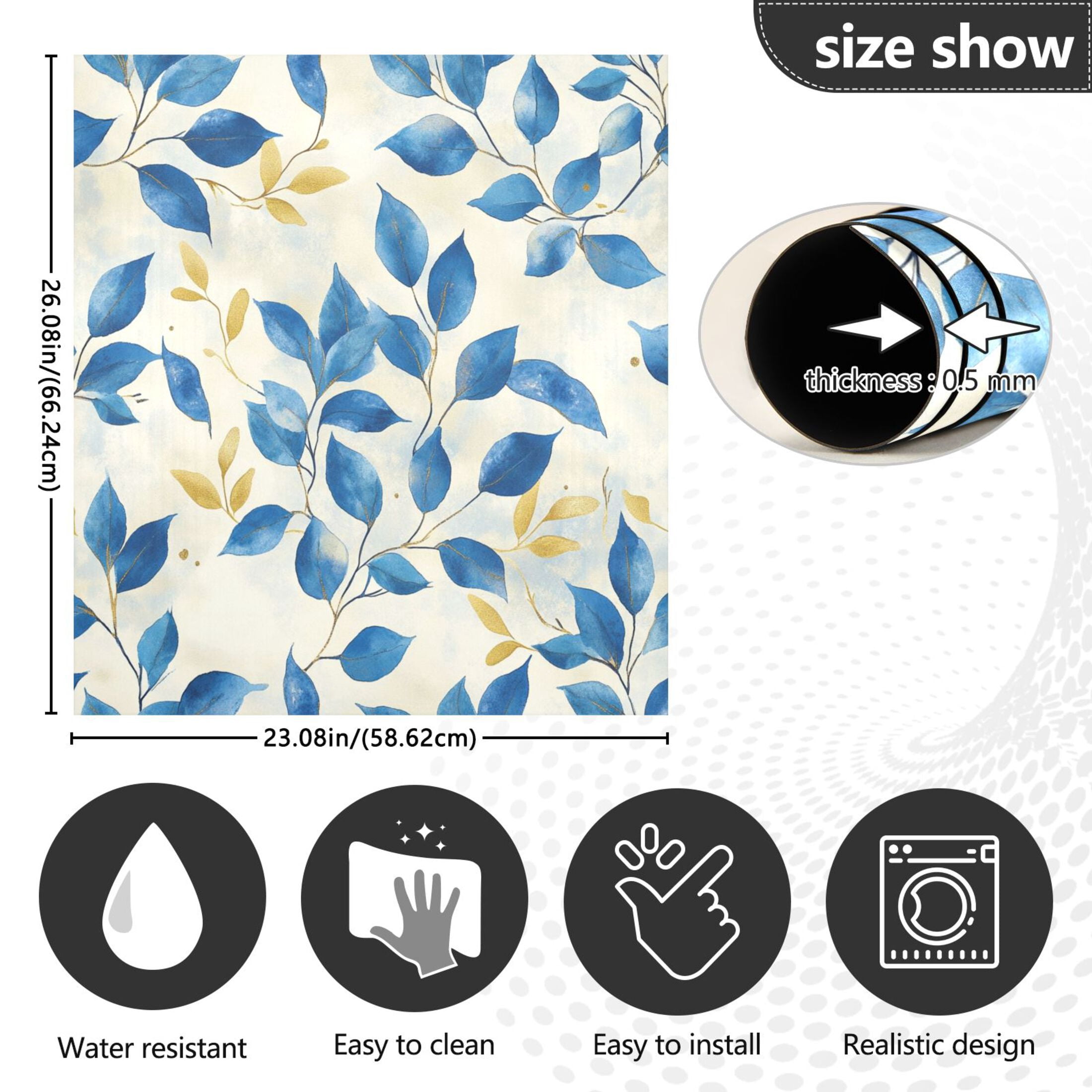 Dishwasher Magnetic Sticker 23x26 Inch Refrigerator Magnetic Sticker Washing Machine Magnetic Sticker Kitchen Panel Magnetic Sticker Home Decor Beautiful Pretty Blue Leaves