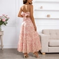 thumbnail image 5 of Gyujnb Thin Spaghetti V Neck Strap Maxi Dress All Over Ditsy Floral Print Lace Up Back Tie Fitted Bodycon Cut Elegant Gown for Maternity Photoshoot,S, 5 of 7