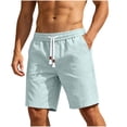 thumbnail image 2 of Men's Casual Summer Shorts Elastic Waist Drawstring Lightweight Cotton Linen Beach Lounge Wear with Side Pockets Comfortable Everyday Relaxed Fit Bottoms, 2 of 6