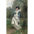 thumbnail image 2 of Adrien Moreau 13x18 Black Ornate Wood Framed Double Matted Museum Art Print Titled - Beneath the Cherry Blossom (1881), 2 of 5