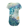 thumbnail image 5 of YOTAMI Plus Size Tops for Women Summer Fashion Floral Print Tunic Tops Short Sleeve V-Neck Blouses Dressy Casual T-Shirts Light Blue, 5 of 5