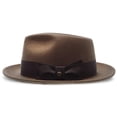 thumbnail image 3 of Walrus Hats Compass Brown Diamond Crown Fedora – 100% Australian Wool Felt Hat with Grosgrain Band & Walrus Logo Pin – Stylish Unisex Fedora, 3 of 7