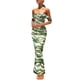 thumbnail image 1 of Vestido largo PRETTYGARDEN para mujer, ajustado fruncido, estampado floral S, verde militar oscuro, 1 of 9
