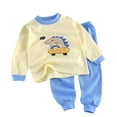 thumbnail image 3 of Loopsun Boys Girls Long Sleeve Round Neck Shirts Print Top and Pants Soft Loungewear Outfit Multicolor, 3-6 Months, 3 of 5