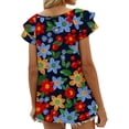 thumbnail image 3 of Mengpipi Womens Tops Summer Double Ruffle Short Sleeve V-Neck Casual Blouses, White Blue-3XL(US 24-26), 3 of 10