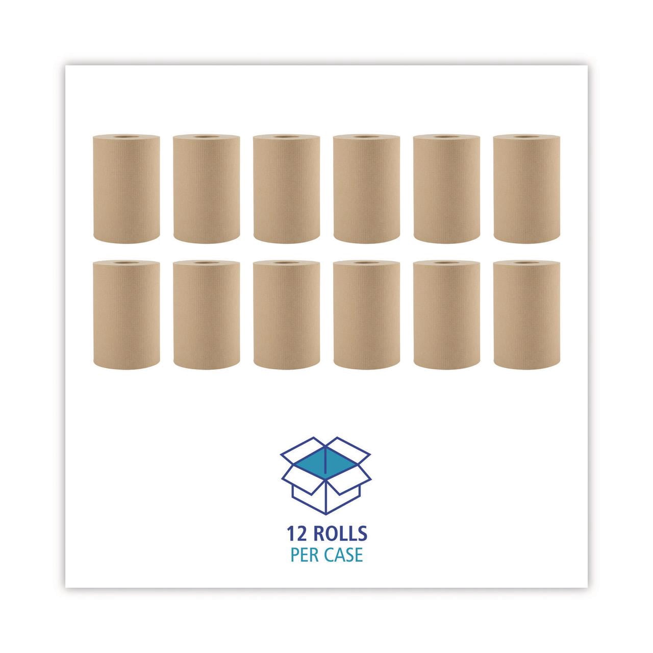 Boardwalk Hardwound Paper Towels, 8" x 350ft, 1-Ply Natural, 12 Rolls/Carton -BWK6252