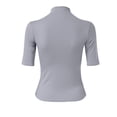 thumbnail image 5 of XIAONU Women's Solid Neck Top Slim Fit Elbow Sleeve Pullover Blouse Versatile Casual Office Daily Wear, 5 of 5