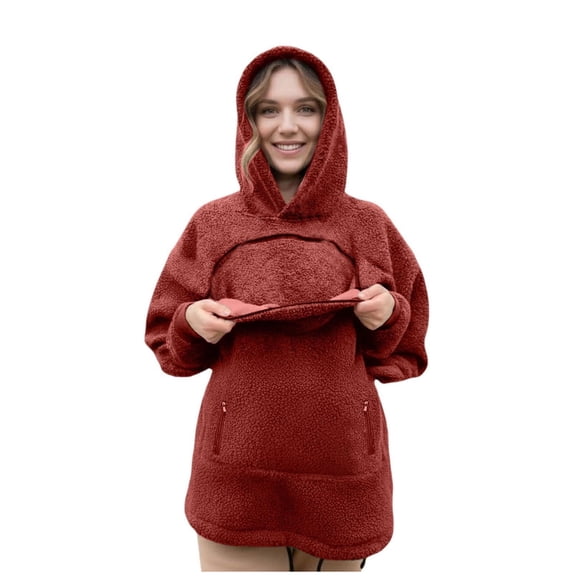 GCETTIC Unisex Hoodies Pet Holder Oversized Sweatshirts with Large Pocket Sharpa Warm Pet Carrier Hoodie Hooded Pet Carrier Pullover Baby Carrier Hoodie Size,XL