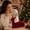 B, variant on Cififendec Christmas Flocked Reindeer Tabletop Figurine, 8.7" x 5.3", Glitter Antler Decor Statue for Mantel Display