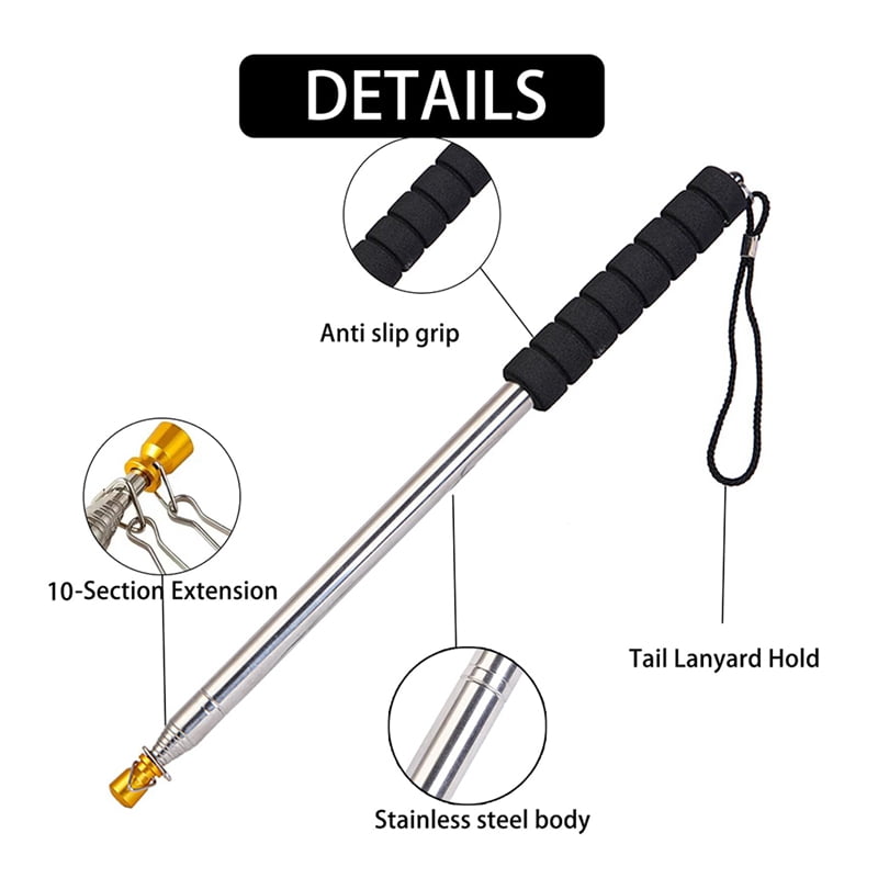3pcs 9.8Ft Telescopic Flag Pole,Stainless Steel Handheld Portable Extendable Retractable Flagpole with Anti-Slip Grip