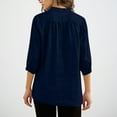 thumbnail image 6 of Cotton Linen 3/4 Length Sleeve Tops for Women Casual V Neck Shirts Lightweight Loose Blouses Business Casual Outfits Three Quarter Sleeve Pullover Solid Summer Vocation Clothes Blue L, 6 of 8