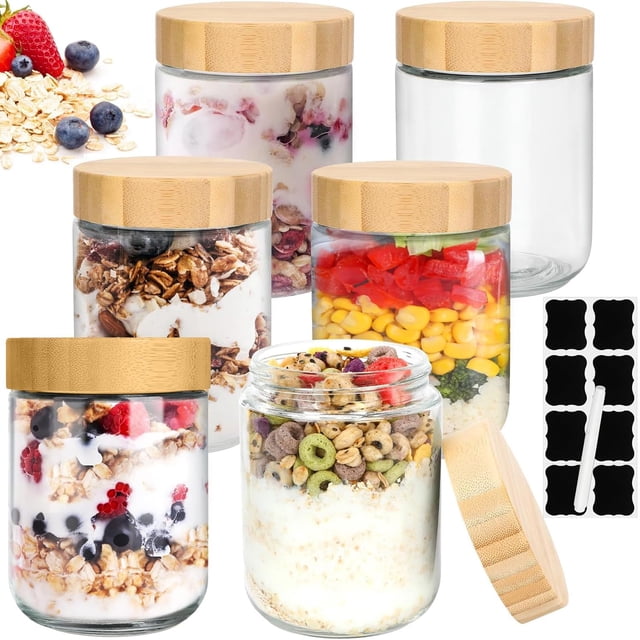 MCSWKEY Frascos de Vidrio con Tapa, 6 Piezas Frascos Herméticos de Vidrio para Almacenar, Tarros de Cristal con Tapa de Rosca, Bote de Cristal con Hermetica para Cocina y Despensa (16oz)