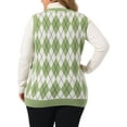 thumbnail image 3 of GRACE & GRANDEUR Women's Plus Size V Neck Sleeveless Pullover Knit Sweater Vest 2X Light Green, 3 of 6