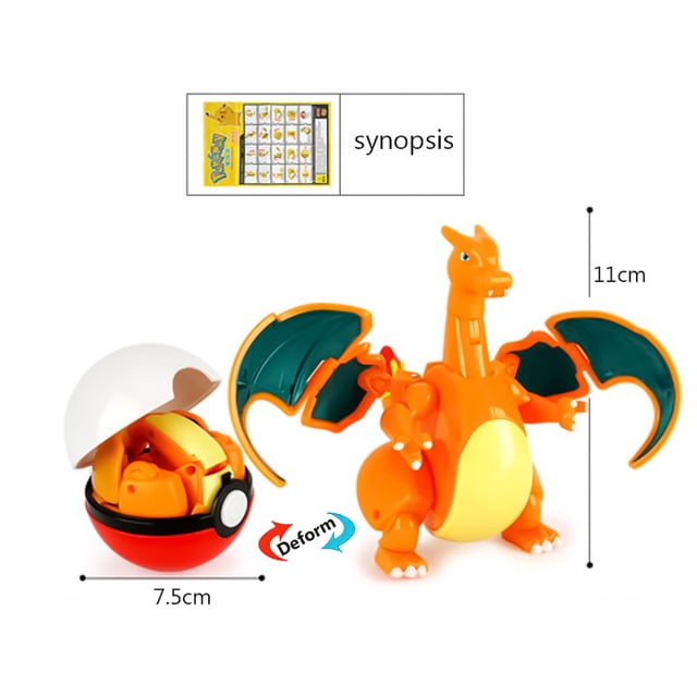 Pokemon Pokeball Dragonite Elf Ball Deformation Toys, Pocket Monster, Anime Figure Snorlax Dual morfology Model Dolls, regalos para niños
