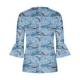 thumbnail image 4 of Sakmal 3/4 Sleeve Womens Tops Under $10 Button Graphic V-Neck Pleated Tunic T Shirts for Women, 4 of 5