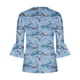 thumbnail image 4 of Blusa de verano para mujer con estampado de pliegues sexy y mangas 3/4 con cuello en V y botones OAVQHLG3B Store  lin121212, 4 of 5