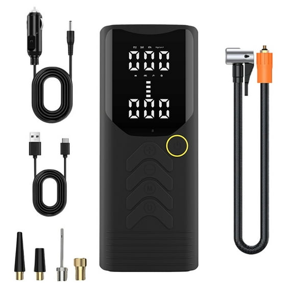 Portable Tire Inflator - Cordless Air Compressor with 150 PSI, 10000mAh Rechargeable Battery, Digital Pressure Gauge, LED Light, Auto Shut-Off for Cars, Bicycles, Motorcycles, and Sports Balls