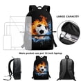 thumbnail image 6 of KUIFORTI Backpack Combo Set for Girls Boys Kids, 3Pcs Bookbag with Pencil Case for School, 17 Inch Schoolbag with Lunch Bag for Camping Outing, Fire Soccer, 6 of 7