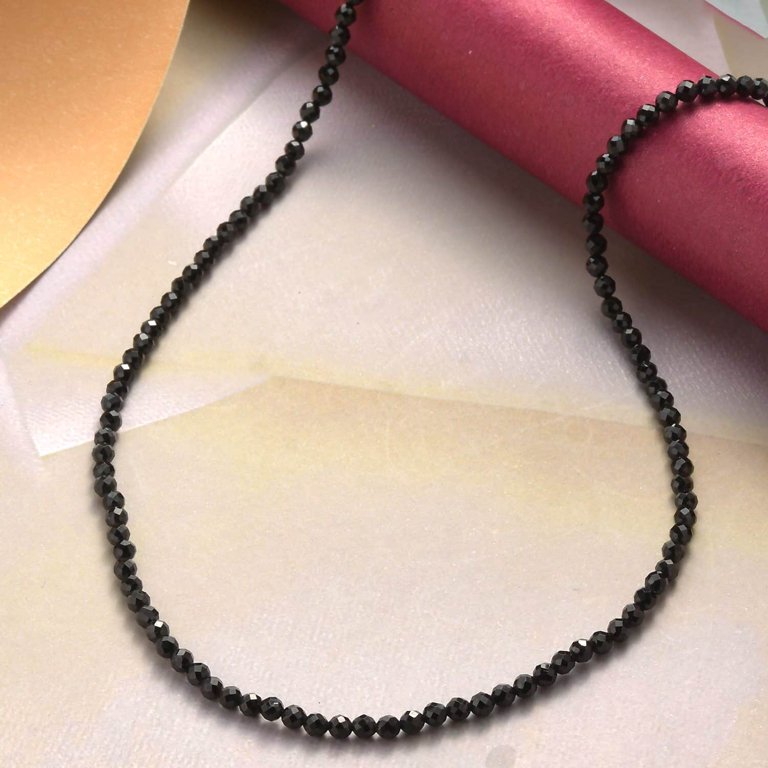 Shop LC Black Spinel Round Beads 925 Sterling Silver Platinum