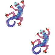 2 Pieces Wrought Iron Gecko Wall Hanging Decors Livingroom Home Mexican Decorations Simulated