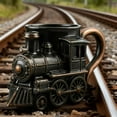 thumbnail image 3 of Steam Express Mug, 11 oz Vintage Locomotive Design, 3D Detailed Train Themed Coffee Cup, Handmade Ceramic Tea Mug, Unique Railroad Gift for Train Lovers, Collectors & Travelers (1PC), 3 of 4