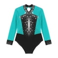 thumbnail image 5 of Alvivi Gymnastics Leotards for Kids Girls Long Sleeve Sequins Bodysuit Dancewear Unitard Biketard Blue Green 8, 5 of 7