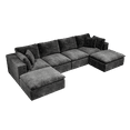 thumbnail image 6 of 137.8*68.9"Modular sectional sofa seat,Upholstered compressed couch for living room,Bedroom,Apartment,No assembly required,5PC free combination,Plush corduroy fabric,GREY, 6 of 7