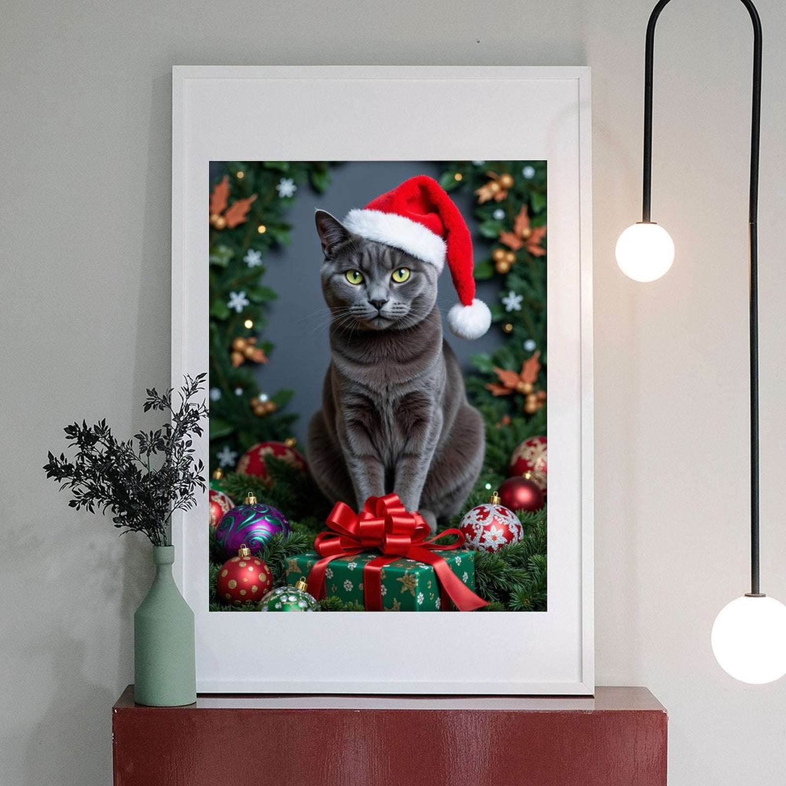 Diamond Art Kit for Adults, Christmas Cat Festive Decorations Diamond Painting for Adults Beginners, DIY Diamond Art Painting Kits, 5D Diamond Painting Crafts for Home Decor 12x16 Frameless