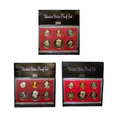1980-1982 U.S. Proof Set Run - 17 Coins Total - OGP