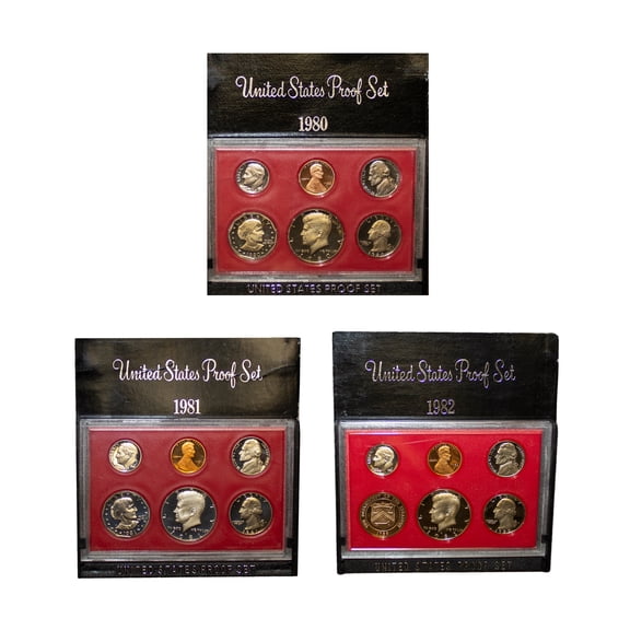 1980-1982 U.S. Proof Set Run - 17 Coins Total - OGP