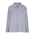 thumbnail image 4 of Women's Button Down Shirts 2022 Dressy Casual Long Sleeve Striped Blouses Stylish V Neck Tee Shirts Tops with Pockets, 4 of 5