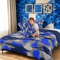 thumbnail image 4 of Manfei Rustic Camouflage Full Size Comforter Sets, Mid Century Camo Bedding Comforter Set, Ocean Blue, Blue Reversible, 3pcs, 1 Comforter and 2 Pillowcases, 4 of 7