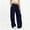 Dark Blue, variant on Womens Wide Leg Cargo Pants - Loose Fit High Waisted Sweatpants with Drawstring, Light Sky Blue,Size S