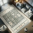 thumbnail image 4 of Ambesonne Neutral Decorative Rug Carpet, Bear Nordic Botanical Motif, 2' 5" x 5', Grey Tan and Ivory, 4 of 5