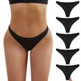 thumbnail image 5 of GHSOHS Womens Underwear Panties Womens Panties Pack Sexy Thongs Women's Cotton Panties Underwear Pack of 5 Pieces Underpants Solid Patchwork Color Bikini Briefs Knickers Gift Hipster Panty Black ,XL, 5 of 9