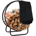 thumbnail image 3 of Outdoor Firewood Rack Hoop - Indoor Round Tubular Steel Fireplace Wood Holder - Capacity, 3 of 4