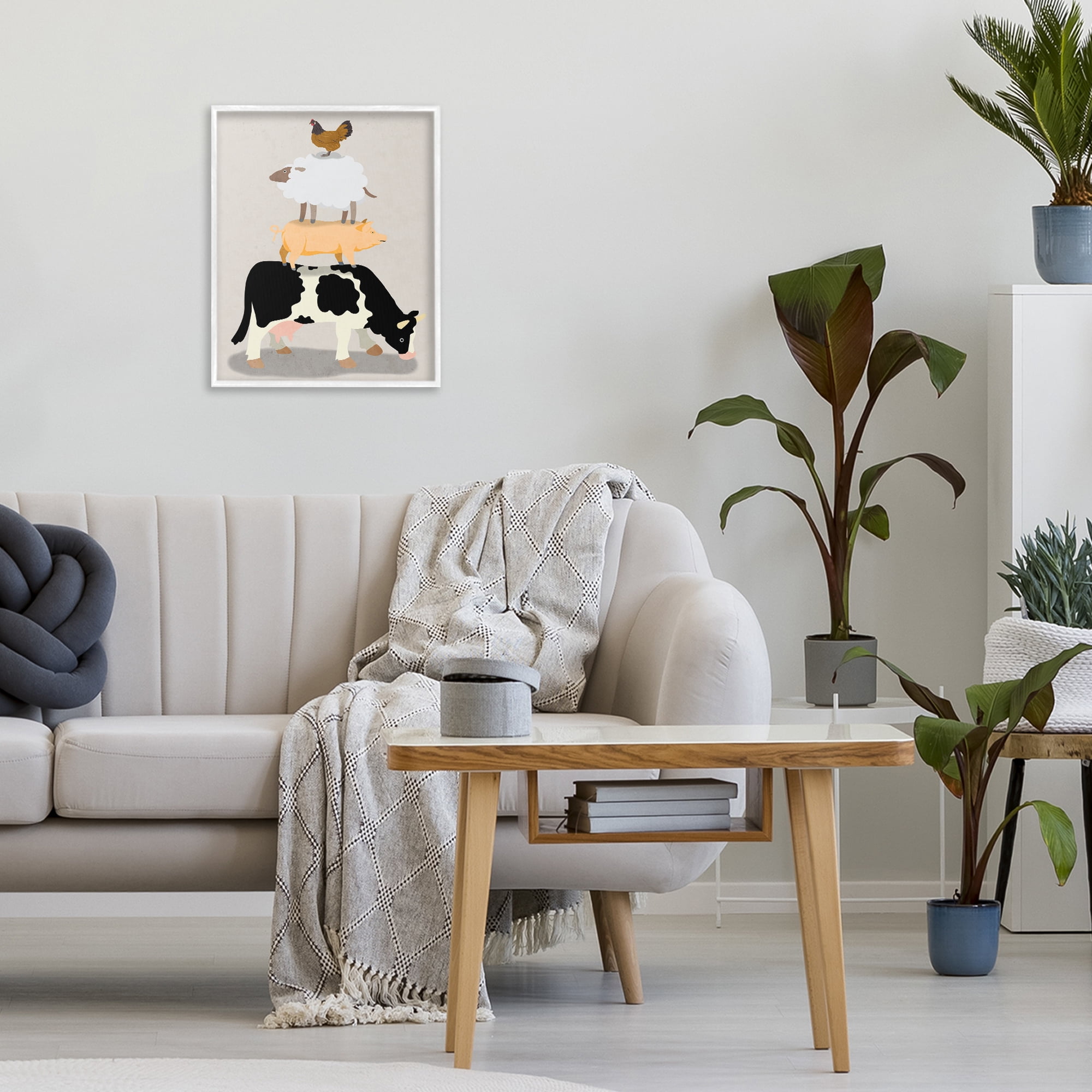Stupell Industries Farm Stack over Beige White Framed Giclee Art, design by Marcus Prime