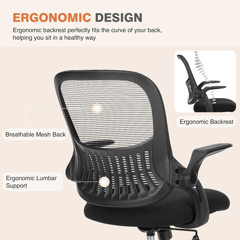 Kelno Ergonomic Office Chair Adjustable Height Draft Chair Rolling Swivel Desk Chair, Black