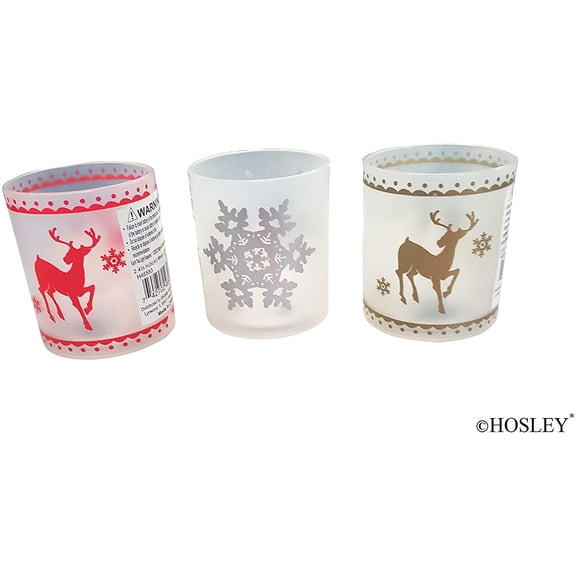 Hosley Set of 16 Plastic Candle Holders with LED Tealights, 3 Pattern Assorted. Makes a Great Decor for Christmas Winter Wedding Gift or Home Decor Aromatherapy Spa O9