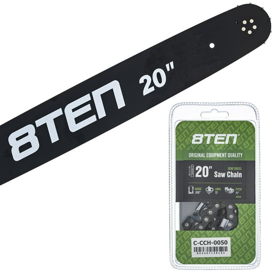 8TEN 20" Chainsaw Bar & Chain .050 3/8 72DL for Husqvarna 531300440 MK1010423